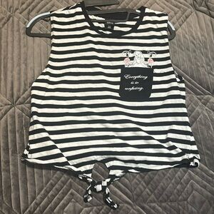 Gothic Alice in Wonderland Tie Knot Top